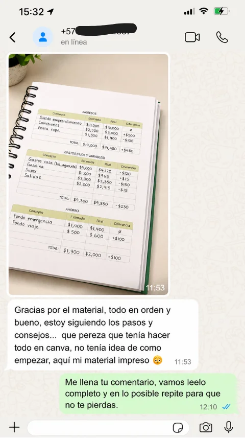 Testimonio real de una emprendedora que aplicó el Kit de Control Financiero 3